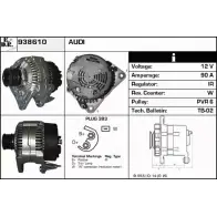 Генератор EDR Audi 80 (B4, 8C5) 4 Универсал 1.9 Td 75 л.с. 1991 – 1994 Y5I UD TWO8Q0 938610