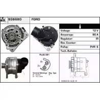Генератор EDR 8VGKPY 938680 JTK QS Ford Galaxy 1 (VX, VY, WGR) Минивэн 2.3 16V 146 л.с. 1997 – 2006