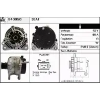 Генератор EDR 940950 Volkswagen Polo (6V5) 3 Универсал 1.7 SDI 57 л.с. 1997 – 2001 KKDB8CX KZ EM6