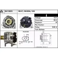 Генератор EDR M6PI K4 941920 2JUDWAG Skoda Fabia (5J) 2 Универсал 1.4 86 л.с. 2007 – 2014