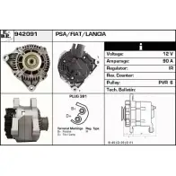 Генератор EDR IXY6VKS 942091 Fiat Scudo (220) 1 Универсал 2.0 JTD 94 л.с. 2004 – 2006 VA 7GKB7