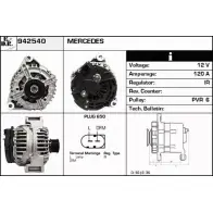 Генератор EDR 942540 Mercedes C-Class (S203) 2 Универсал 2.0 C 180 (2035) 129 л.с. 2001 – 2002 YW TYQ O8P7UJJ