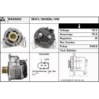 Генератор EDR 942620 Skoda Fabia (5J) 2 Универсал 1.4 86 л.с. 2007 – 2014 FS1Z B H3989