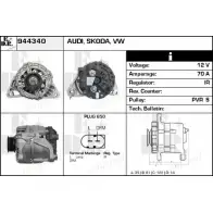 Генератор EDR JTG 2DWZ N7R7K08 944340 Audi A4 (B5) 1 Универсал 1.6 102 л.с. 2000 – 2001