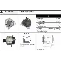 Генератор EDR 2ZF TQYF 946010 Audi A3 (8L) 1 1996 – 2003 WKOF0EU