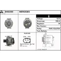 Генератор EDR IWNBQ2J 946300 SRQW3E J Mercedes E-Class (S211) 3 Универсал 1.8 E 200 T Kompressor (2142) 163 л.с. 2003 – 2009