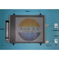 Радиатор кондиционера AUTO AIR GLOUCESTER 0NM9V7 G2DG1 Q Citroen C8 1 (EA, EB) Минивэн 2.0 HDi 109 л.с. 2002 – наст. время 16-6216A