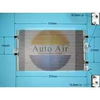 Радиатор кондиционера AUTO AIR GLOUCESTER 16-9908 I55ZG Chrysler PT Cruiser 1 (PT) Кабриолет 2.4 GT 223 л.с. 2004 – 2008 E8X AP