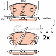 Тормозные колодки, комплект TRW 2 4501 gdb3640 2O2KI 1529341 - Изображение 2