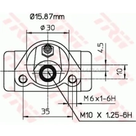 Рабочий тормозной цилиндр TRW bwb110 1521816 3322937032686 F 30VG - Изображение 2