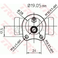Рабочий тормозной цилиндр TRW 3322937007615 YN11 P bwd111 1522015 - Изображение 2
