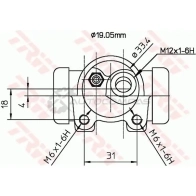 Рабочий тормозной цилиндр TRW 3322937007851 BIRVQ Z bwd114 1522019 - Изображение 2
