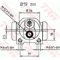 Рабочий тормозной цилиндр TRW 3322937017959 1522032 IH AHC bwd126 - Изображение 2