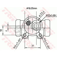 Рабочий тормозной цилиндр TRW ZS5G TB 1522035 bwd129 3322937009053 - Изображение 2