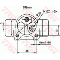 Рабочий тормозной цилиндр TRW 3322937000043 bwd137 T3ZA 1D1 1522043 - Изображение 2
