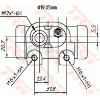 Рабочий тормозной цилиндр TRW bwd307t 3322937390809 1522145 TSVE GC - Изображение 2