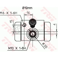 Рабочий тормозной цилиндр TRW 3322937393220 1522154 JHX4 6B bwd316 - Изображение 2