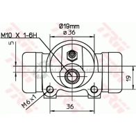 Рабочий тормозной цилиндр TRW 3322937519859 bwd326 1522163 VDXQXI F - Изображение 2