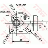 Рабочий тормозной цилиндр TRW 0OSZ MH 3322937000234 1522249 bwf166 - Изображение 2