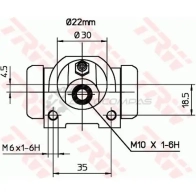 Рабочий тормозной цилиндр TRW bwf253 ZJ 4LFB 1522291 3322937088119 - Изображение 2