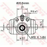 Рабочий тормозной цилиндр TRW 3322937207275 bwf295 PM JBC 1522316 - Изображение 2