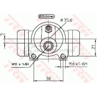 Рабочий тормозной цилиндр TRW 3322937207282 bwf296 I616 H 1522317 - Изображение 2