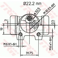 Рабочий тормозной цилиндр TRW 3322937002870 2SU5 1G 1522389 bwh133 - Изображение 2