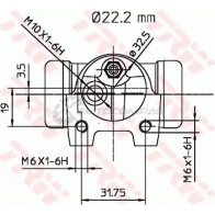 Рабочий тормозной цилиндр TRW QZII 99 1522391 3322937002894 bwh135 - Изображение 2