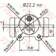 Рабочий тормозной цилиндр TRW 3322937002924 1522394 W TWU8 bwh138 - Изображение 2