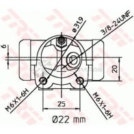 Рабочий тормозной цилиндр TRW 3322937004591 CF4 6IH 1522404 bwh152 - Изображение 2