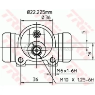 Рабочий тормозной цилиндр TRW 6D2 FAQY 3322937005826 bwh159 1522411 - Изображение 2