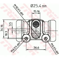 Рабочий тормозной цилиндр TRW R PV8ZW 1522634 3322937001132 bwl111 - Изображение 2