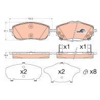 Тормозные колодки дисковые, комплект TRW Toyota Auris (E180) 2 Хэтчбек 1.4 D 4D (NDE180) 90 л.с. 2012 – 2024 GDB3598AT XD IPXHO