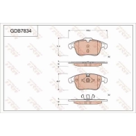 Тормозные колодки дисковые, комплект TRW 3322937307418 1216937457 GDB7834 SD 8S0TN