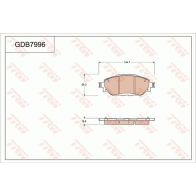 Тормозные колодки дисковые, комплект TRW Toyota Hilux (AN120, 30) 8 Пикап 2.5 D (KUN112. KUN122. KUN135) 102 л.с. 2015 – 2024 3322937308026 GDB7996 B6UO G