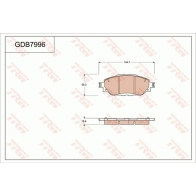 Тормозные колодки дисковые, комплект TRW TWSS DV Toyota Hilux (AN120, 30) 8 Пикап 2.5 D (KUN112. KUN122. KUN135) 102 л.с. 2015 – 2024 GDB7996DT