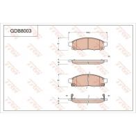 Тормозные колодки дисковые, комплект TRW RV VBNMD GDB8003AT Mitsubishi L200 5 (KJ, KK, KL) Пикап 2.5 DI D 4WD 136 л.с. 2014 – 2025