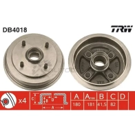 Тормозной барабан TRW 3322937075034 db4018 AG 2WL2Q 1522797 - Изображение 1