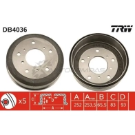 Тормозной барабан TRW 3322937075171 O8 ND7OJ 1522815 db4036 - Изображение 1