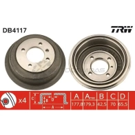 Тормозной барабан TRW 3322937075768 db4117 ZVJG DS 1522886 - Изображение 1
