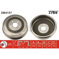 Тормозной барабан TRW Fiat Scudo (220) 1 Универсал 2.0 JTD 109 л.с. 1999 – 2006 3322937207374 db4157 L X1BEV4