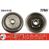 Тормозной барабан TRW db4161b Audi 80 (B3) 3 Седан 1.6 70 л.с. 1987 – 1991 3322937811335 RX U1D