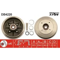 Тормозной барабан TRW 1522991 3322937217694 1MQ I4W2 db4220 - Изображение 2