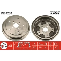 Тормозной барабан TRW db4231 3322937241330 FX1J TW 1523004