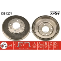 Тормозной барабан TRW 1523047 db4274 3322937279920 90DV HG