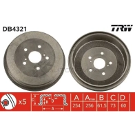 Тормозной барабан TRW 3322937392308 Toyota Previa (XR10, XR20) 1 Минивэн 2.4 4WD (TCR21. TCR20) 132 л.с. 1990 – 2000 db4321 MZ2 NPXJ