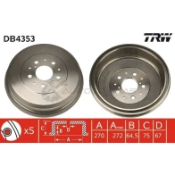 Тормозной барабан TRW 3322937559824 db4353 S Y8K9ED 1523145