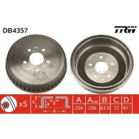 Тормозной барабан TRW 1523149 047 UV2F 3322937560035 db4357 - Изображение 1
