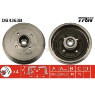 Тормозной барабан TRW J HDGM 3322937811199 db4363b Renault Clio (BR, CR) 3 Хэтчбек 1.5 dCi 82 л.с. 2007 – 2024