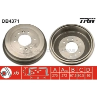 Тормозной барабан TRW G 6SO8 db4371 3322937559848 Mazda BT-50 (CD, UN) 1 Пикап 2.5 MRZ CD 143 л.с. 2006 – 2013